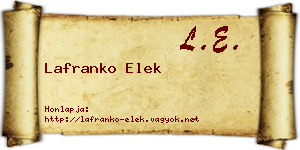 Lafranko Elek névjegykártya